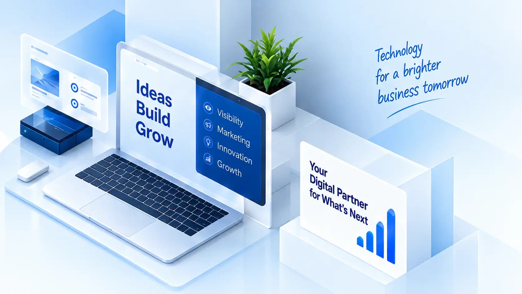 Digital workspace representing Trophy Developers web, visibility, marketing, innovation and growth capabilities.