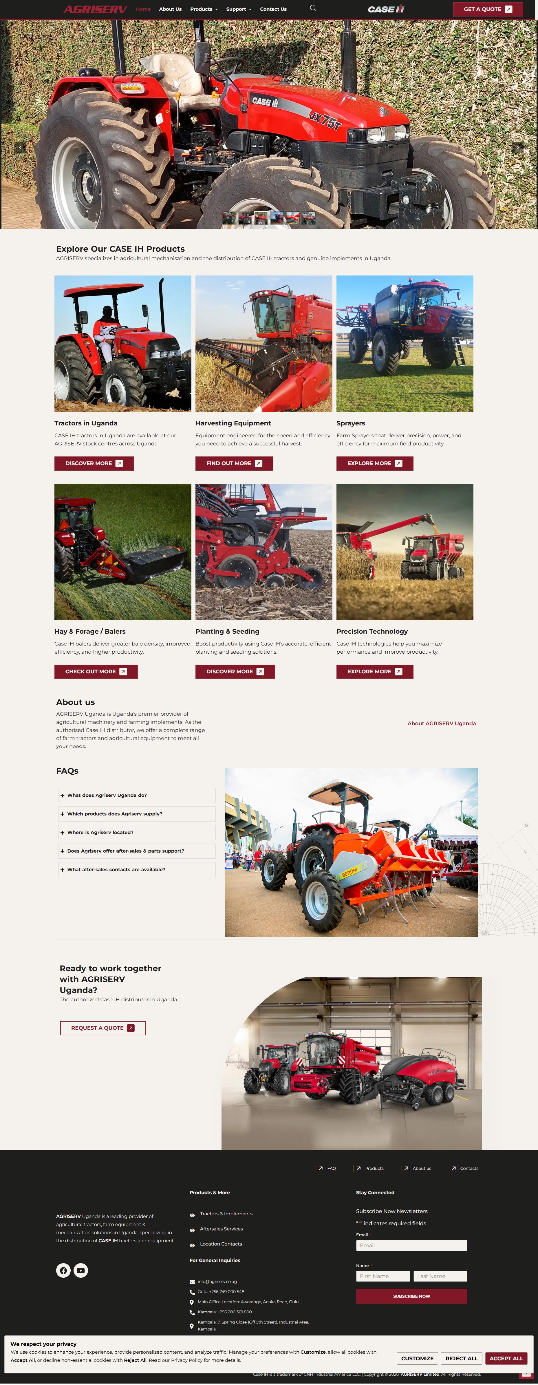 Full AGRISERV Uganda website page