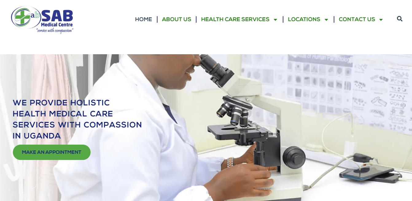 Hospital Website sabmedicalcentre.com by Uganda Website Designers in Uganda